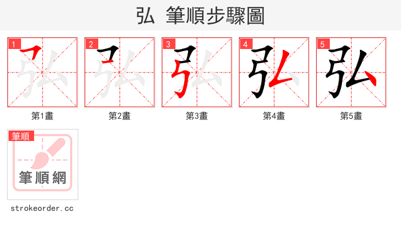 弘 的笔顺分步演示（一笔一画写字）