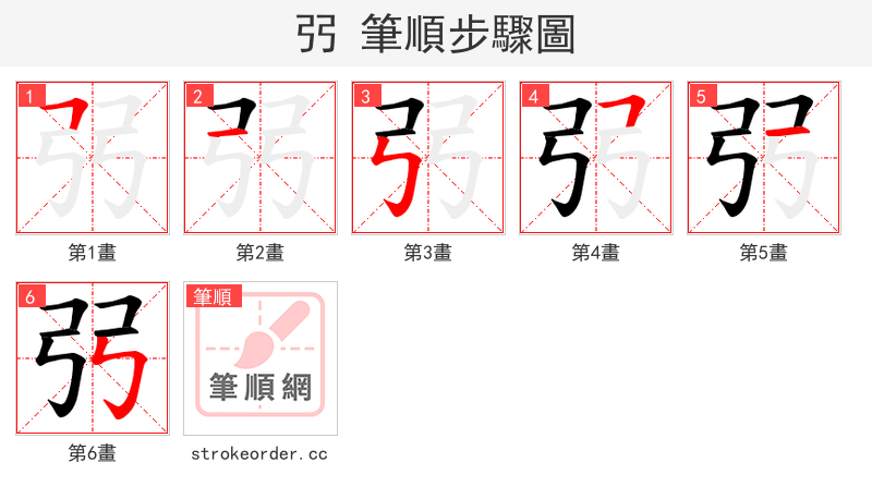 弜 的笔顺分步演示（一笔一画写字）