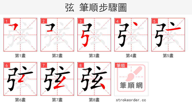 弦 的笔顺分步演示（一笔一画写字）