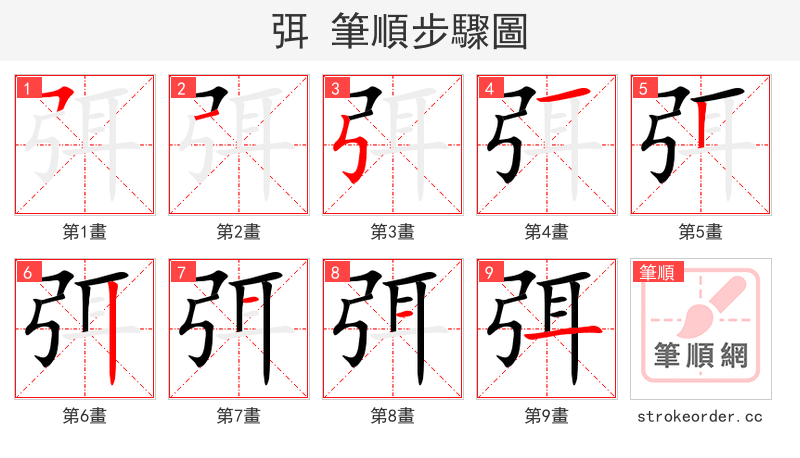 弭 的笔顺分步演示（一笔一画写字）