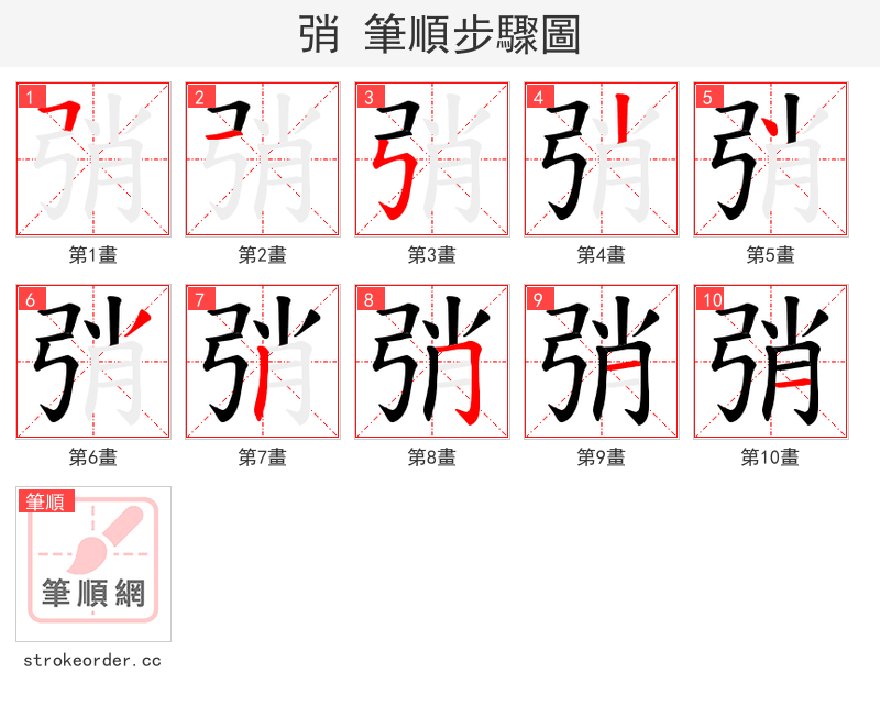 弰 的笔顺分步演示（一笔一画写字）