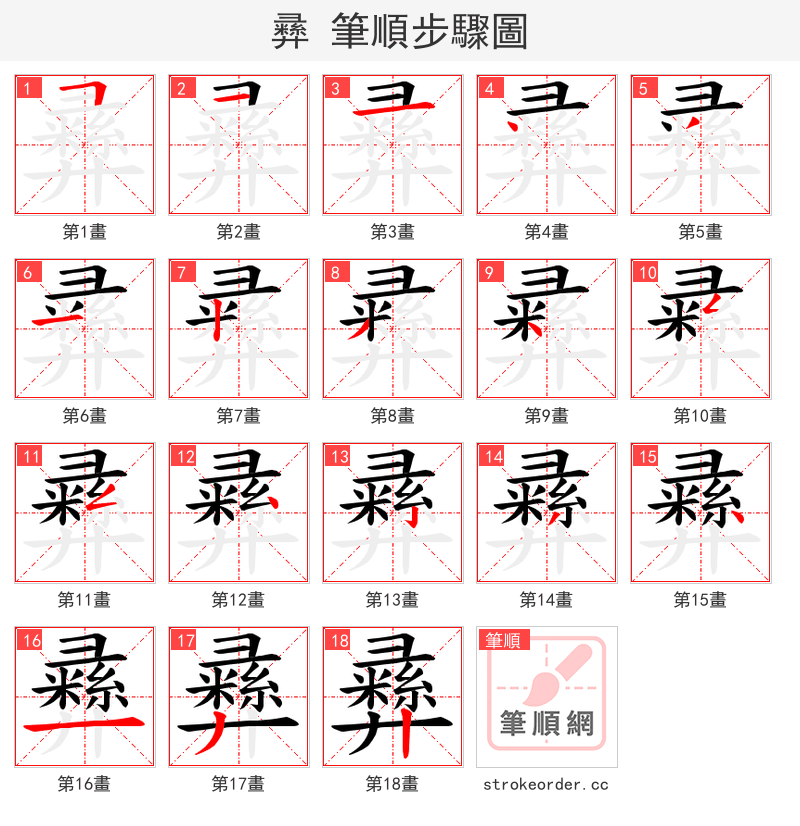 彞 的笔顺分步演示（一笔一画写字）