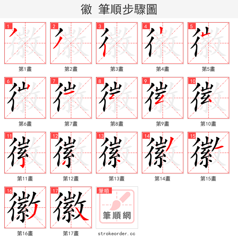 stroke order steps of 徽