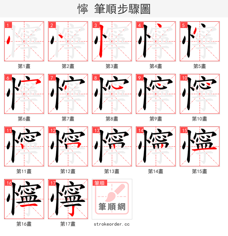 懧 的笔顺分步演示（一笔一画写字）