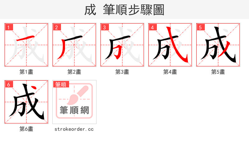 stroke order steps of 成