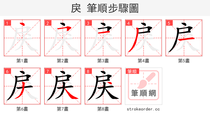 stroke order steps of 戾