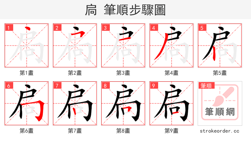扃 的笔顺分步演示（一笔一画写字）