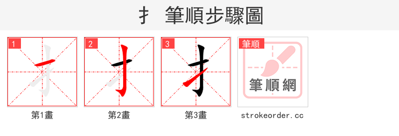 扌 的笔顺分步演示（一笔一画写字）