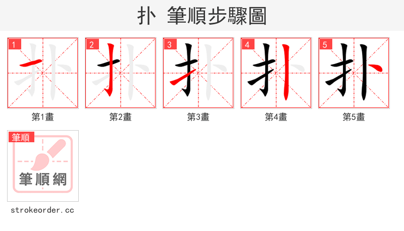 扑 的笔顺分步演示（一笔一画写字）