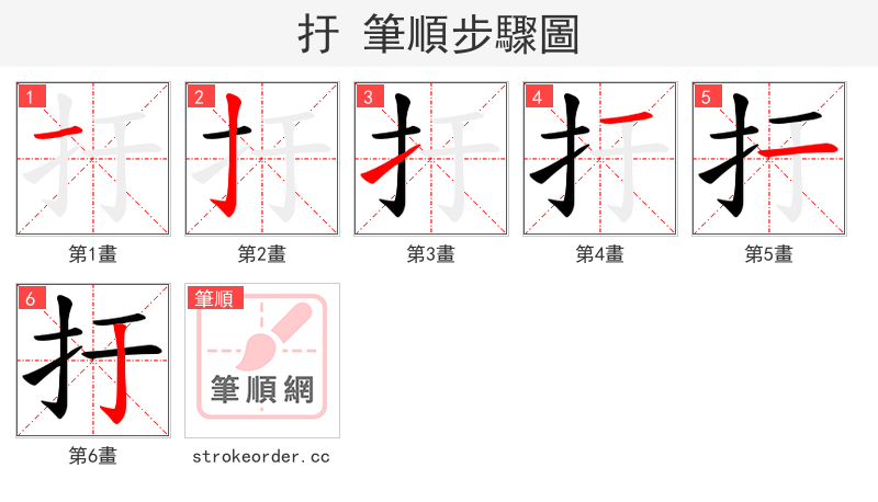 扜 的笔顺分步演示（一笔一画写字）