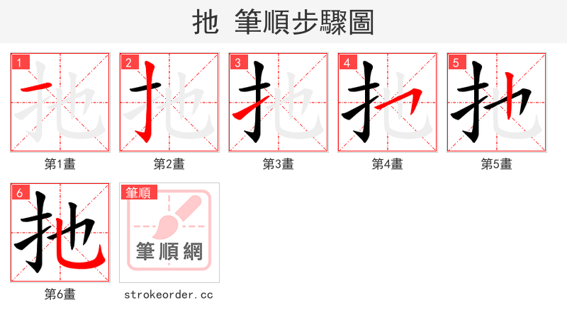 扡 的笔顺分步演示（一笔一画写字）