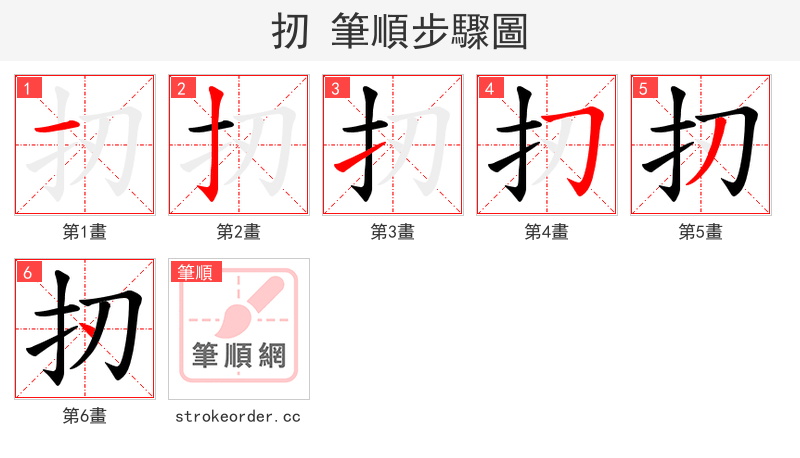 扨 的笔顺分步演示（一笔一画写字）
