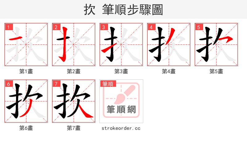 扻 的笔顺分步演示（一笔一画写字）