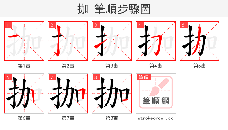 拁 的笔顺分步演示（一笔一画写字）