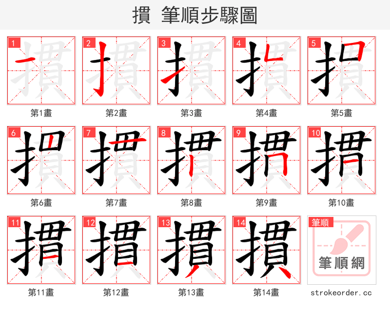 摜 的笔顺分步演示（一笔一画写字）