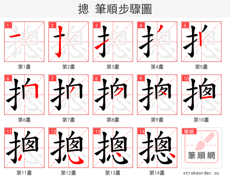 摠 的笔顺分步演示（一笔一画写字）