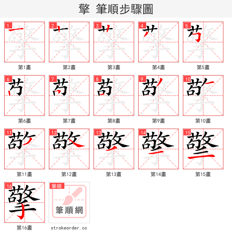 stroke order steps of 擎