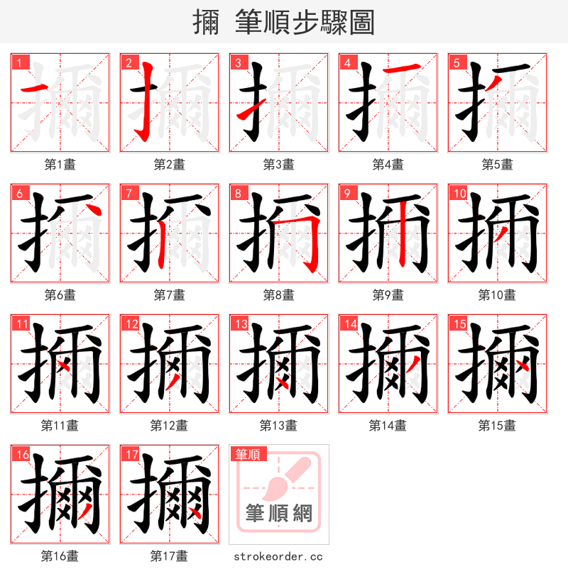 擟 的笔顺分步演示（一笔一画写字）