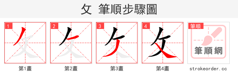 攵 的笔顺分步演示（一笔一画写字）
