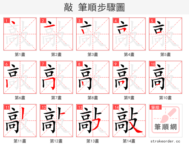 stroke order steps of 敲