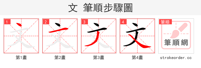 文 的笔顺分步演示（一笔一画写字）