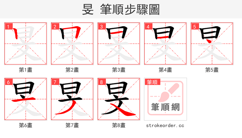旻 的笔顺分步演示（一笔一画写字）