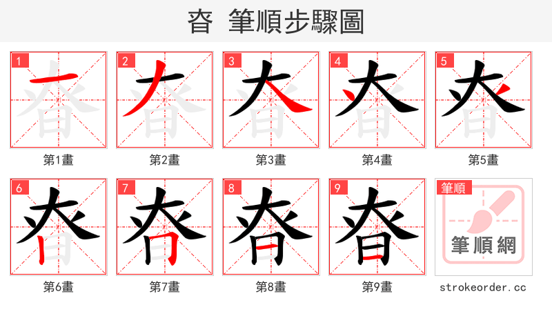 昚 的笔顺分步演示（一笔一画写字）