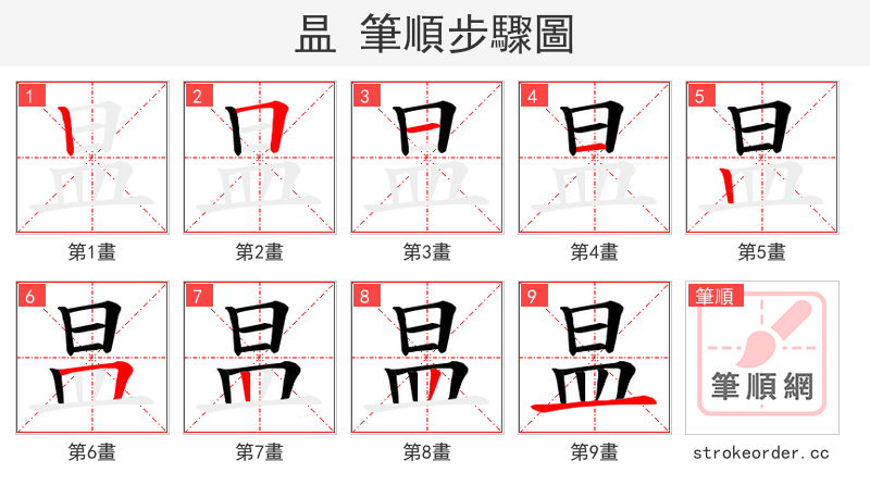 昷 的笔顺分步演示（一笔一画写字）