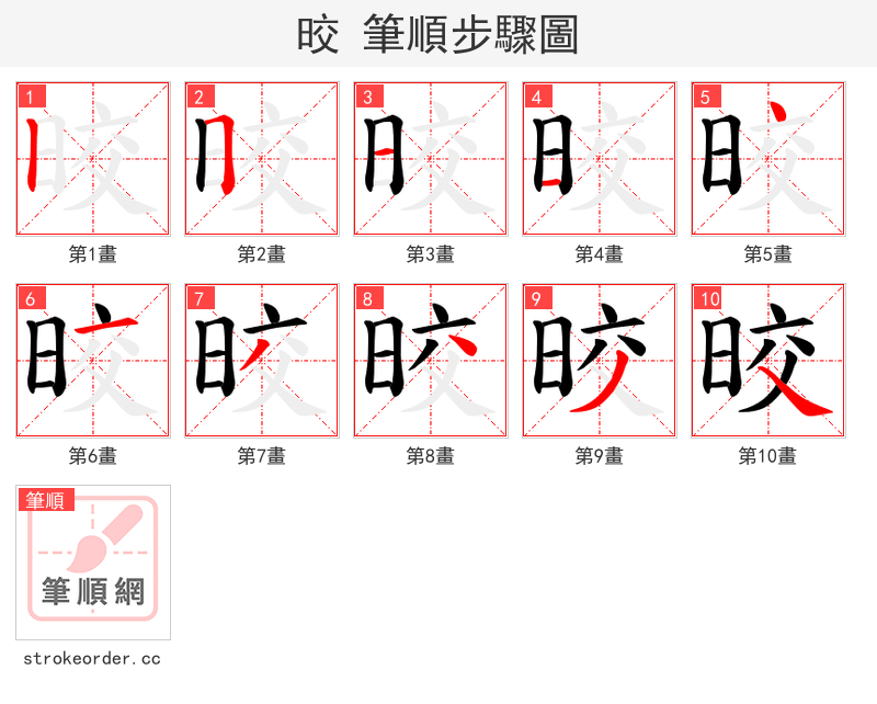 晈 的笔顺分步演示（一笔一画写字）