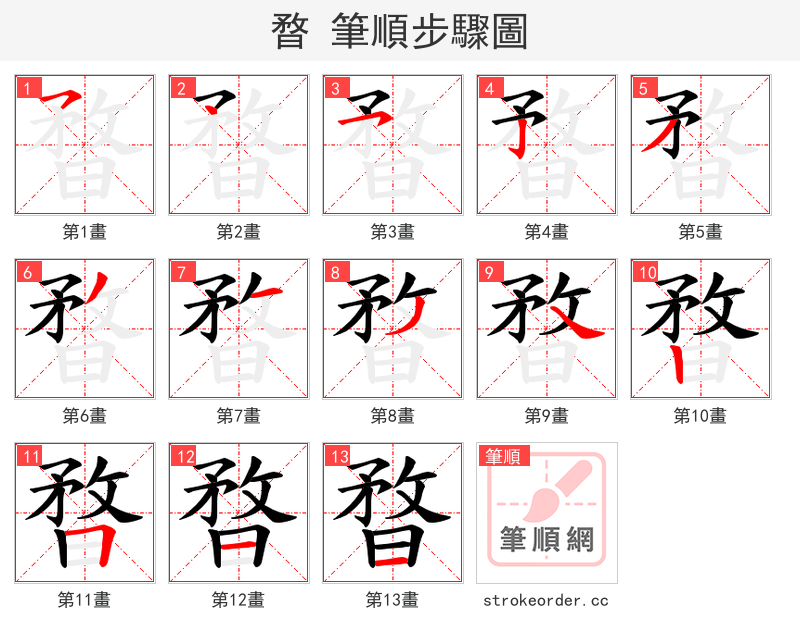 暓 的笔顺分步演示（一笔一画写字）