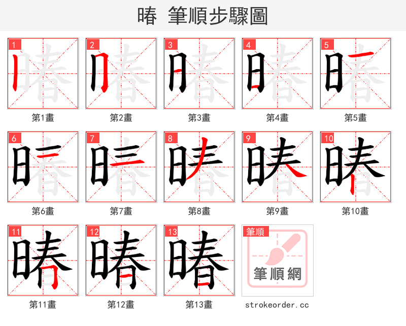 暙 的笔顺分步演示（一笔一画写字）