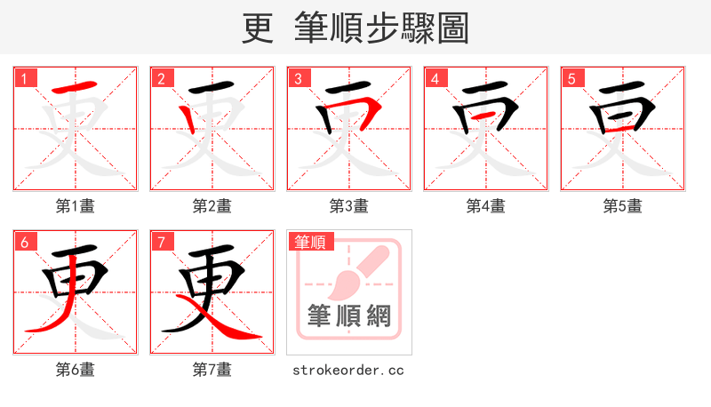 更 的笔顺分步演示（一笔一画写字）