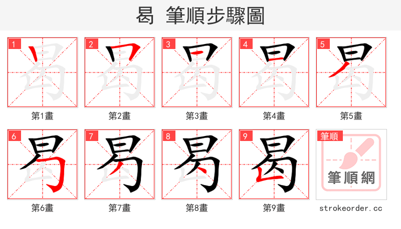 曷 的笔顺分步演示（一笔一画写字）