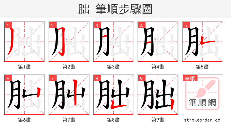 朏 的笔顺分步演示（一笔一画写字）