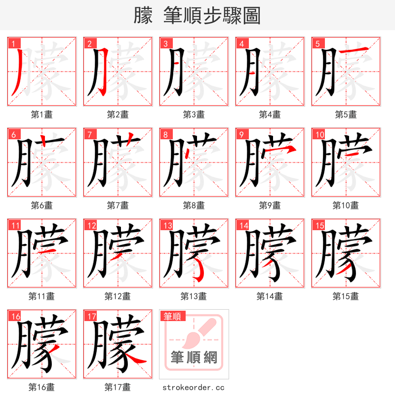 朦 的笔顺分步演示（一笔一画写字）