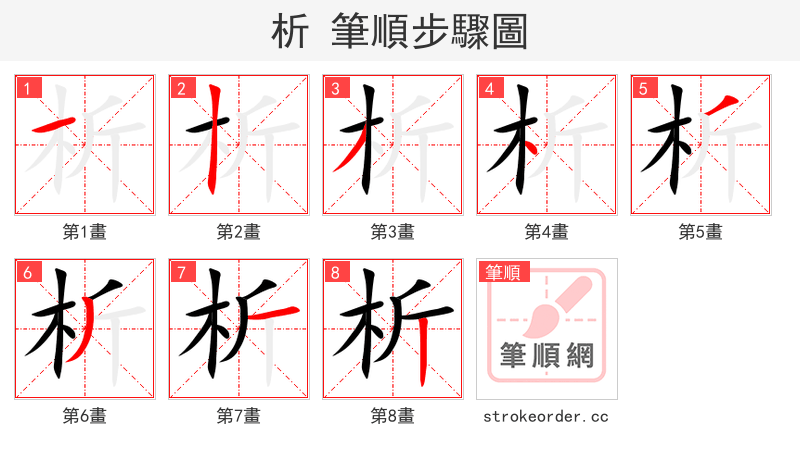 stroke order steps of 析