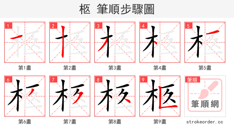 柩 的笔顺分步演示（一笔一画写字）