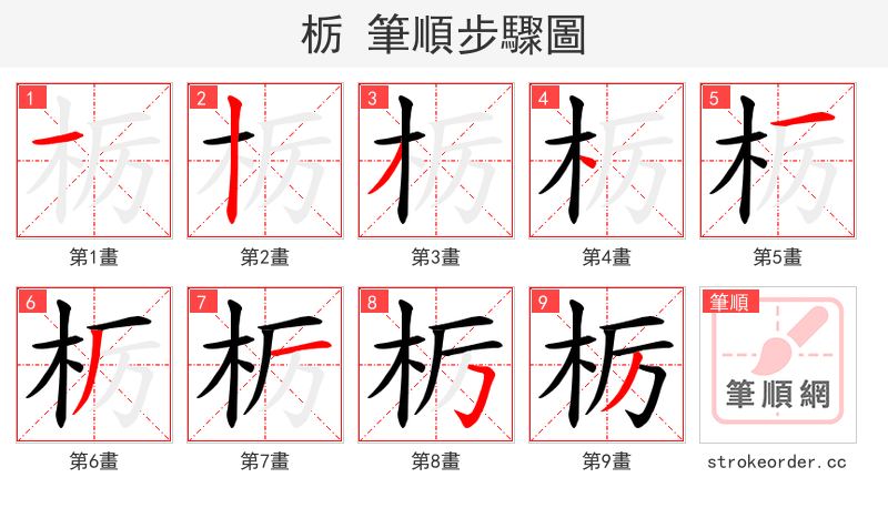 栃 的笔顺分步演示（一笔一画写字）