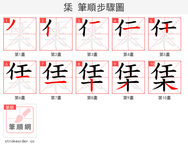 栠 的笔顺分步演示（一笔一画写字）