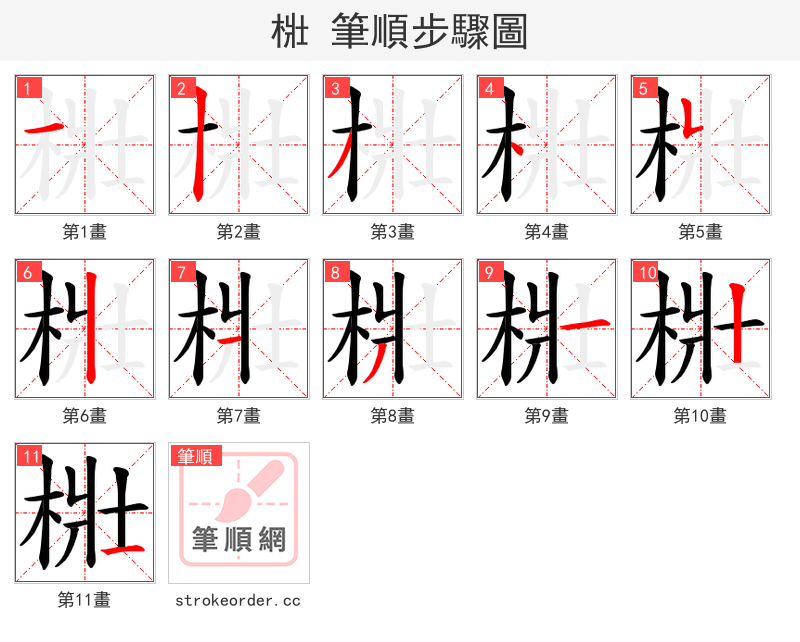 梉 的笔顺分步演示（一笔一画写字）