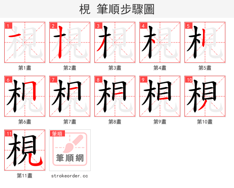 梘 的笔顺分步演示（一笔一画写字）