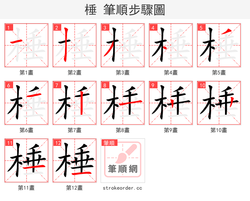棰 的笔顺分步演示（一笔一画写字）