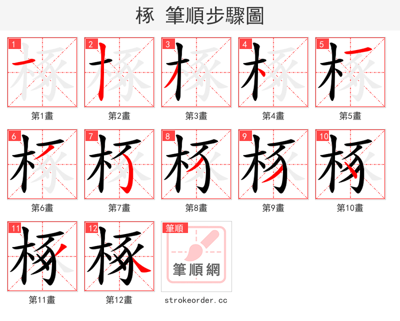 椓 的笔顺分步演示（一笔一画写字）
