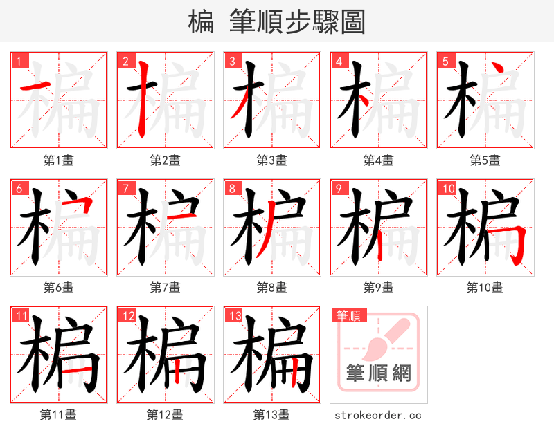 楄 的笔顺分步演示（一笔一画写字）