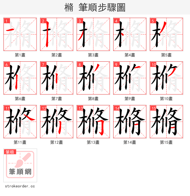 樇 的笔顺分步演示（一笔一画写字）