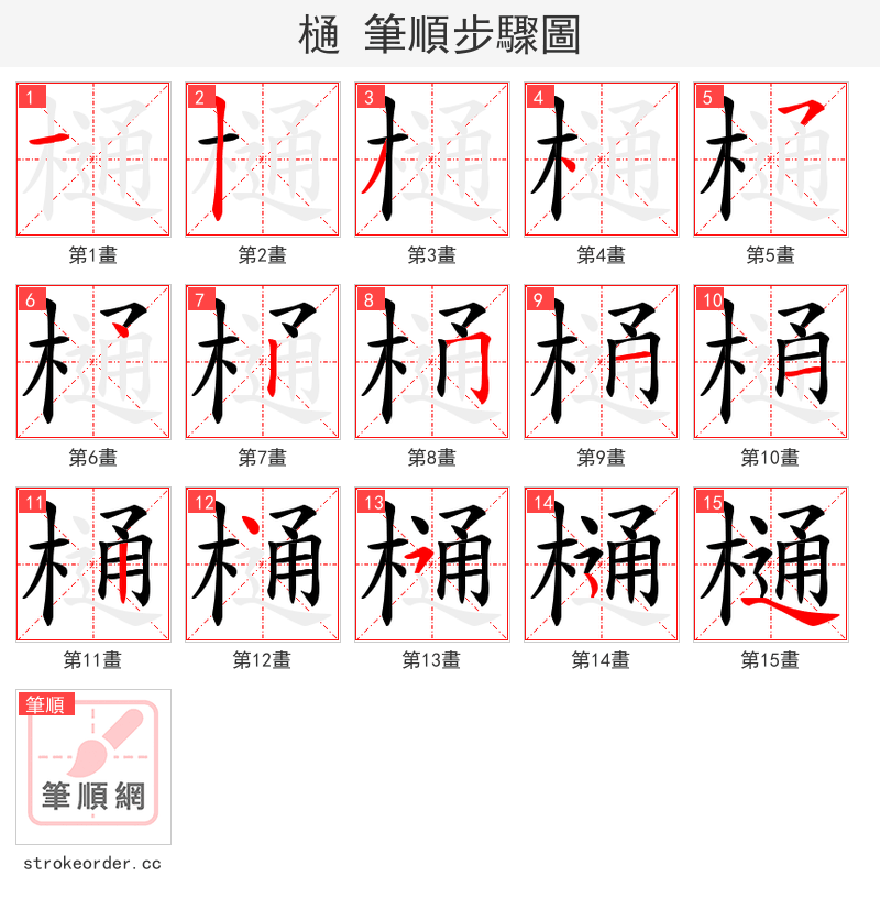 樋 的笔顺分步演示（一笔一画写字）