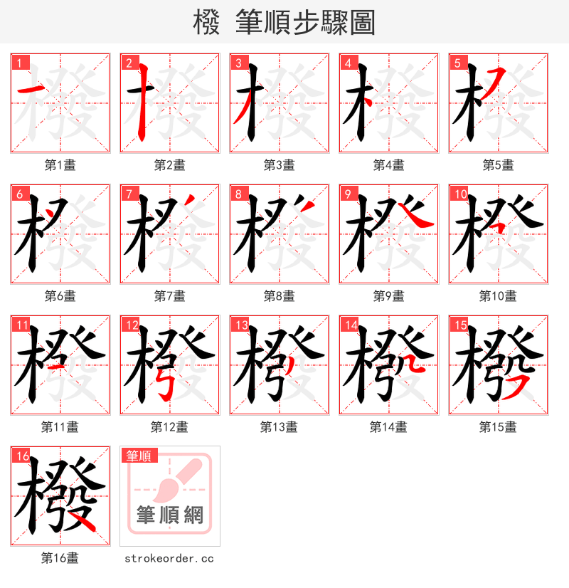 橃 的笔顺分步演示（一笔一画写字）