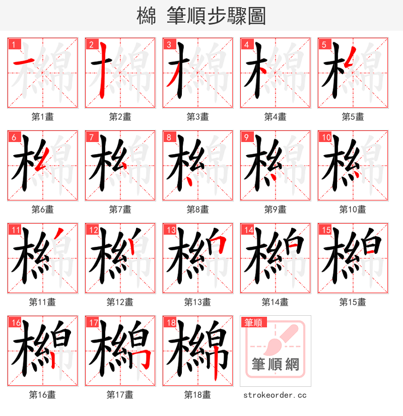 檰 的笔顺分步演示（一笔一画写字）