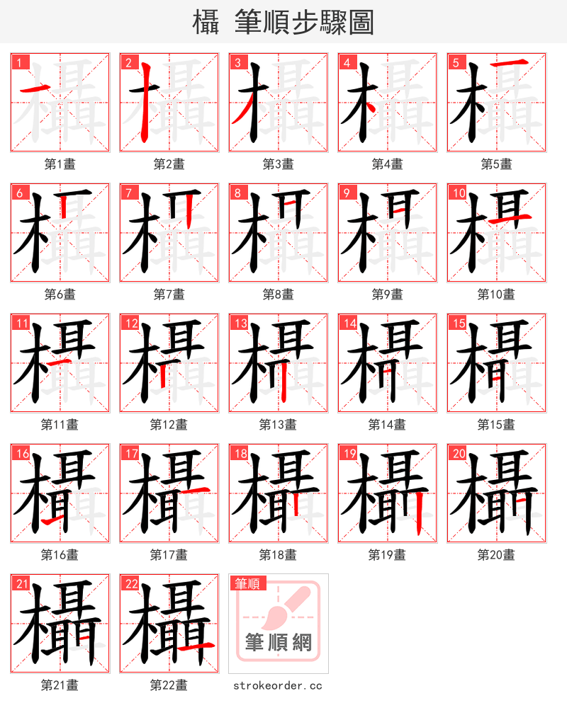 欇 的笔顺分步演示（一笔一画写字）