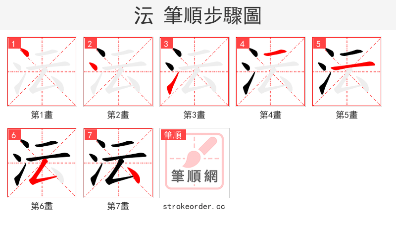 沄 的笔顺分步演示（一笔一画写字）